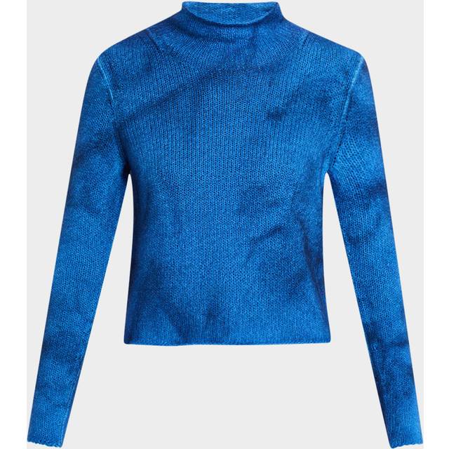 Daina Cropped Cashmere Turtleneck Sweater - WASHED DENIM - Large