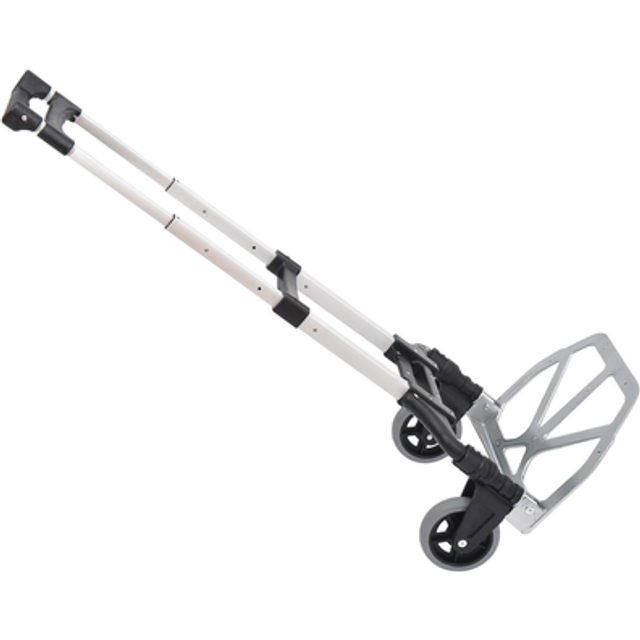 Silver aluminium foldable hand truck trolley, 41x38.5x100cm, 70kg capacity