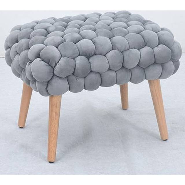 Artemis Home Cushla Bubbly Velvet Small Footstool - Grey, Grey