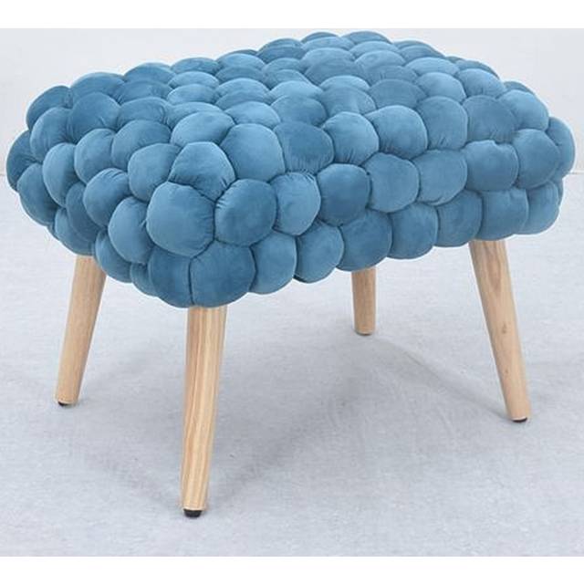 Artemis Home Cushla Bubbly Velvet Small Footstool - Blue, Blue