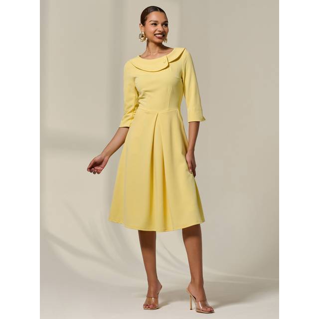 Jolie Moi Collar 3/4 Sleeve Midi Dress