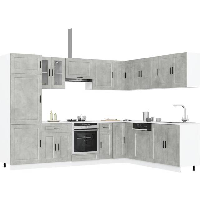 vidaXL 14 Piece Kitchen Cabinet Set Porto Concrete Grey Engineered Wood