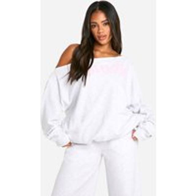 Womens DSGN Studio Slogan Off The Shoulder Sweatshirt - Grey - L
