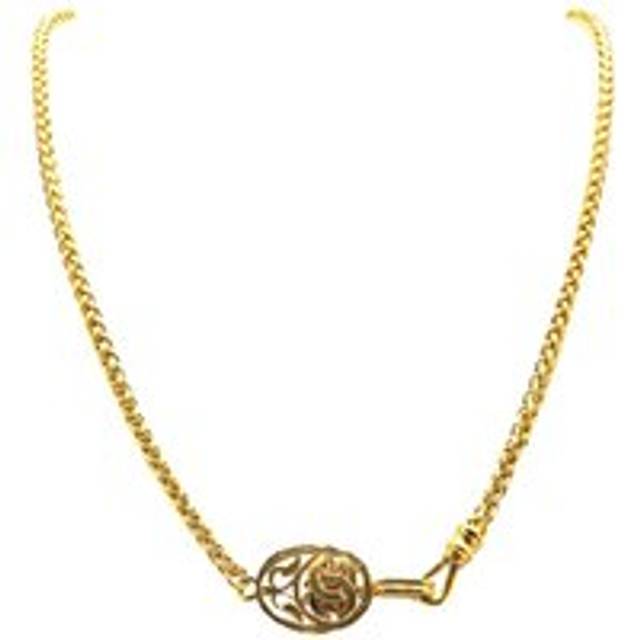 Womens Preloved Chain Necklace with Logo Pendant Wo - Gold - Metallics - One Size