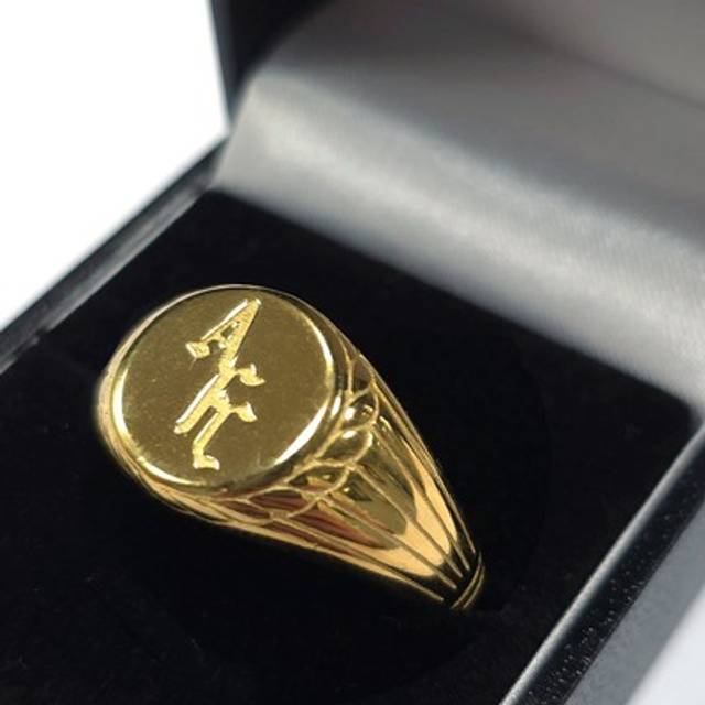Arsenal Fc 18ct Gold Plated On Silver Signet Ring - R