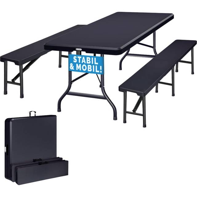 Beer Table and Bench set 3-piece plastic anthracite 183cm