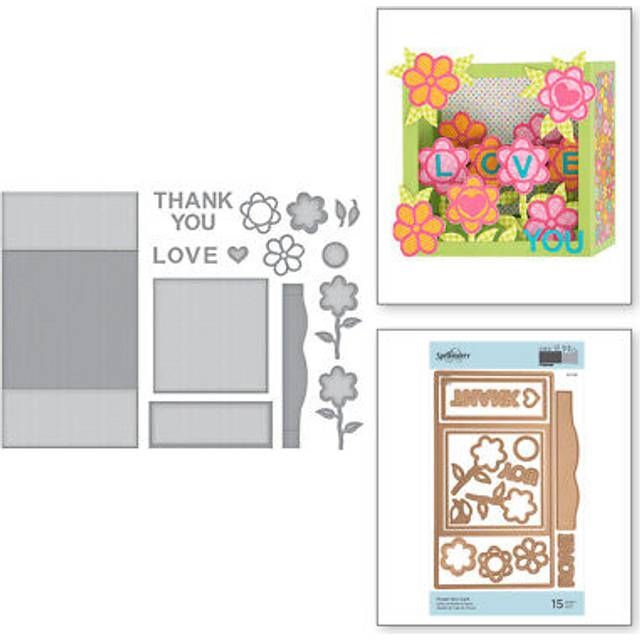 Spellbinders shapeabilities flower box card etched 15 dies s7-216 7.5" x 4"