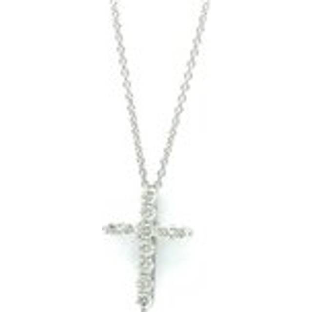 Preloved Diamond Cross Pendant Necklace Unisex - Silver - Grey - One Size