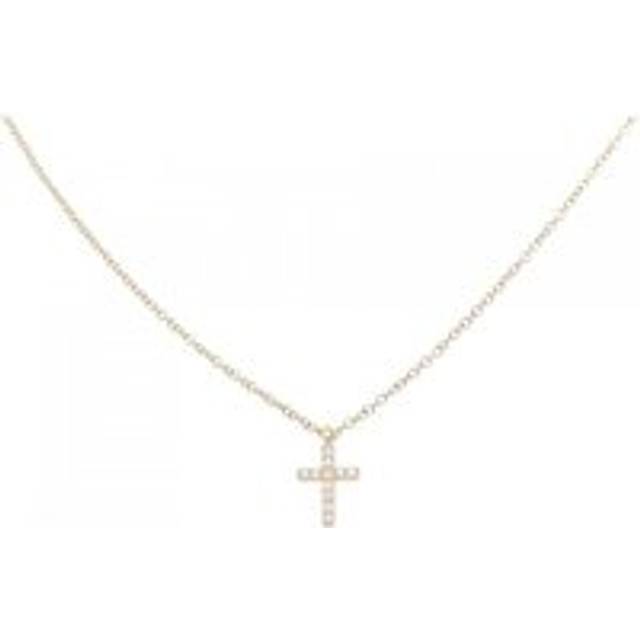 Womens Preloved Cross Pendant Necklace with Diamonds Wo - Gold - Metallics - One Size