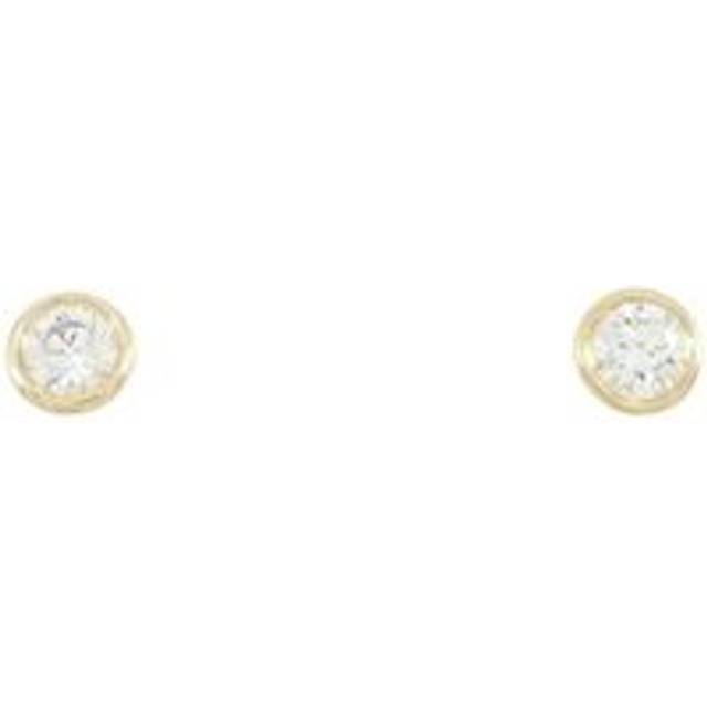 Womens Preloved Round Diamond Bezel Stud Earrings Wo - Gold - Metallics - One Size
