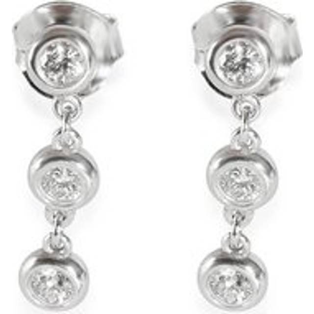 Womens Preloved ThreeDrop Diamond Earrings Wo - Metallic - Silver - Grey - One Size