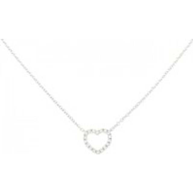 Womens Preloved Heart Diamond Pendant Necklace Wo - Silver - Grey - One Size