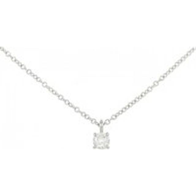 Womens Preloved Solitaire Diamond Pendant Necklace Wo - Silver - Grey - One Size