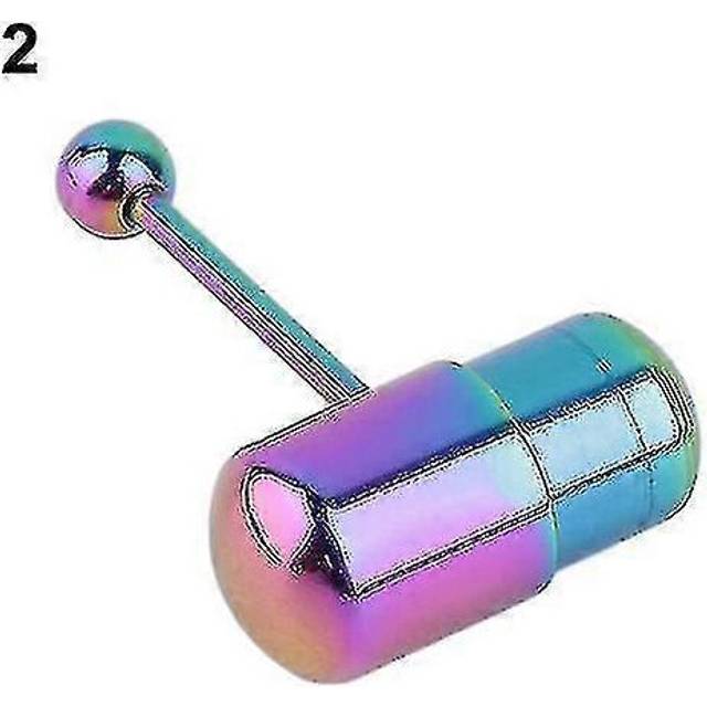(Multicolor, One size) 1pc Cool Vibrating Barbell Tongue Rings Bars Piercing Stainless Steel Body Jewelry Cs