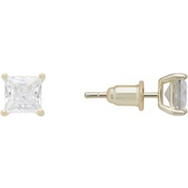 Mens Single Square-Cut Solitaire Stud Earring Moissanite Gold