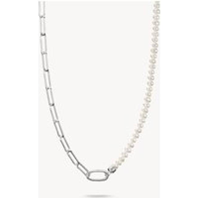 Thomas Sabo Sterling Silver Paperclip and Pearls Connect Link Necklace
