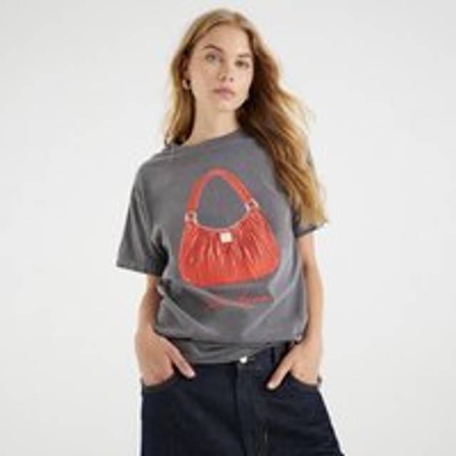 River Island Womens Grey Glitter Milano Bag T-Shirt