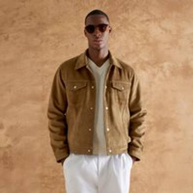 Mens River Island Brown Regular Fit Faux Suede Western Jacket - XL