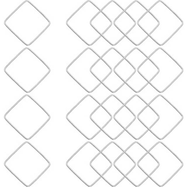 50 pcs square earring beading hoop, 20x20mm open beading hoop, silver tone