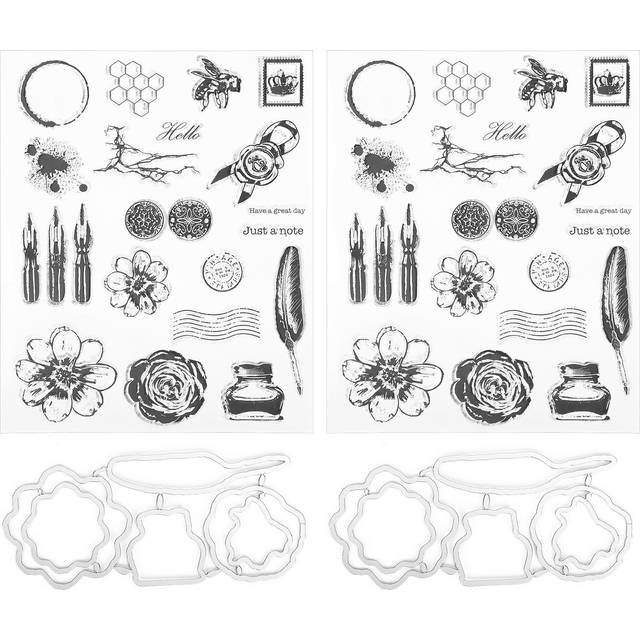 2 Set Vintage Clear Stamp Card Making DIY Scrapbooking Transparent Craft Modifications