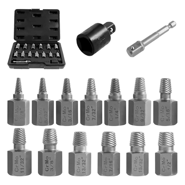 27Pcs Screw Extractor Set, Stripped Bolt Remover, Kit for Removing Broken Rusted Bolts Studs Nuts