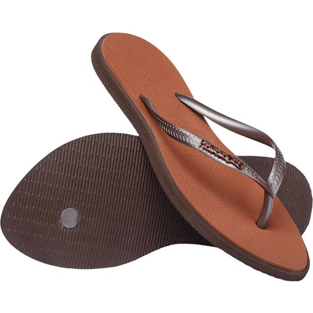 Havaianas Square Logo Metallic Flip Flop - Burgundy, Red, Size 3-4, Women
