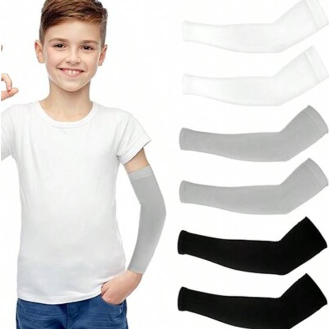 SHEIN 1 Pair Kids/Teens Lightweight UV Protection Cooling Arm Sleeves, Breathable Elastic Compression Arm Sleeves For Outdoor Sports, Suitable For Boys And