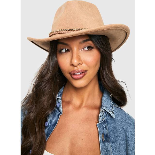 Womens Braided Trim Detail Western Hat - Brown - One Size, Brown