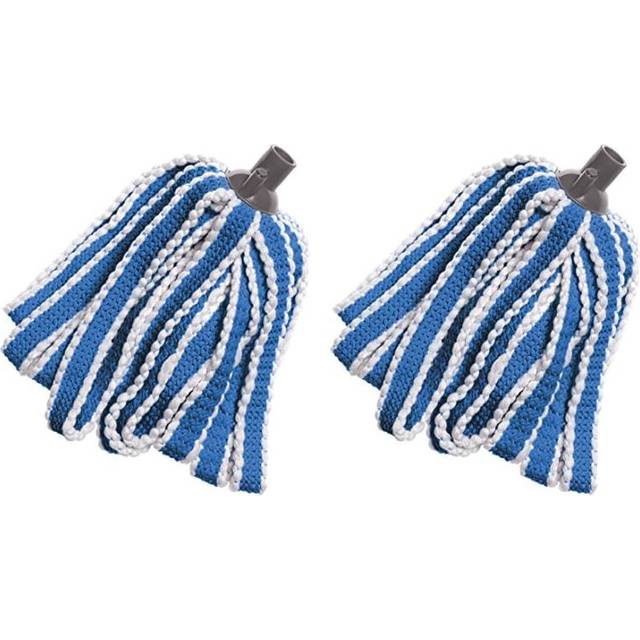 Addis MEGA 100% Microfibre Mop Replacement Refill head, Blue & White (Pack of 2)