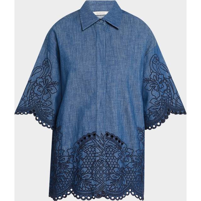 Coco Embroidered Denim Shirt - Railway Blue - 0