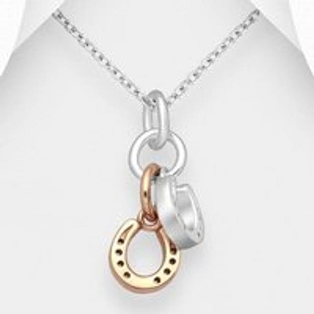 John Greed Signature Silver & Rose Gold Plated Double Horseshoe Necklace For Women - gold/pink/silver