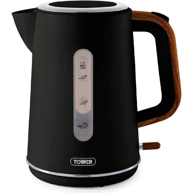 Cordless jug kettle - tower t10037blk - scandi 3kw 1.7l kettle in black