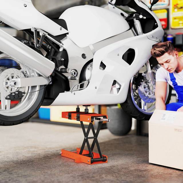 500 kg Motorcycle Scissor Lift Jack, Steel Motorbike Lifting Stand - Homcom