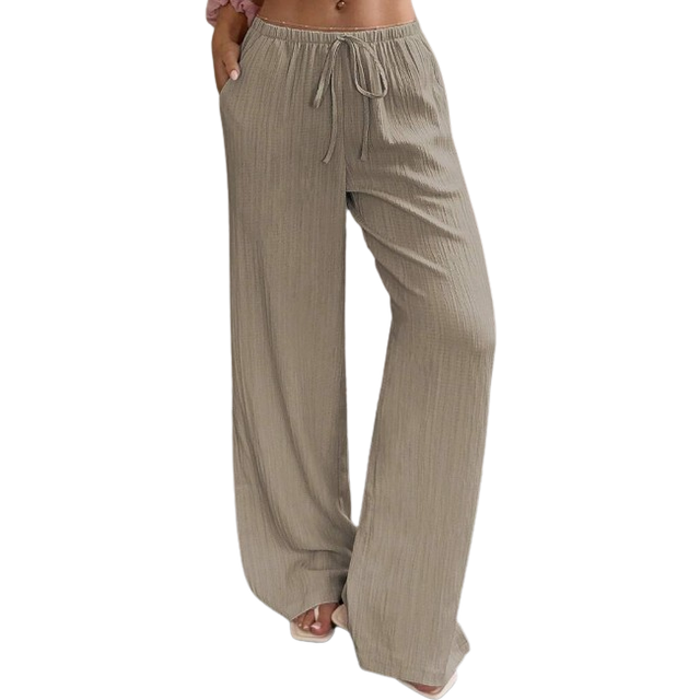 Flirla Women&#39;s Casual Versatile Solid Color Wide Leg Pants