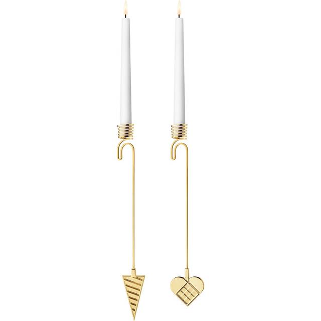Georg Jensen Heart and Cone Set 2025 Gold Juletræslysholder 2stk