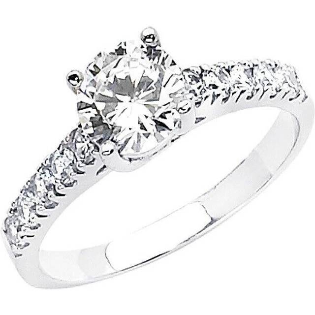 Precious Stars Jewelry 14k White Gold 1 1/3ct TGW Round-cut Diamonette Engagement Ring