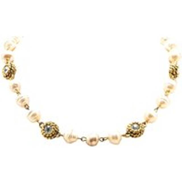 Womens Preloved Pearl Necklace Crystal Accents Wo - White - One Size