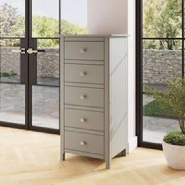 Grey 5 Drawer Chest of Drawers Brushed Metal Handles