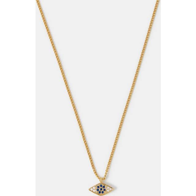 Blue 14ct Gold-plated Evil Eye Charm Necklace - Accessorize - One Size