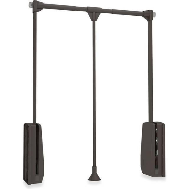 Emuca - Hang pull down wardrobe rail lift, adjustable width 830-1150mm (32,6-45,2 inch), moka painted finish