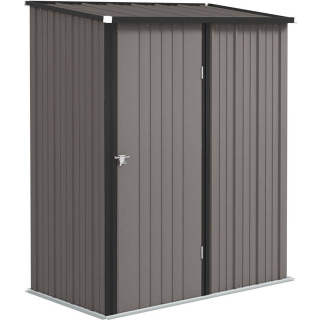 Outsunny Outdoor Storage Shed W/ Lockable Door For Garden, Light Grey, Grey