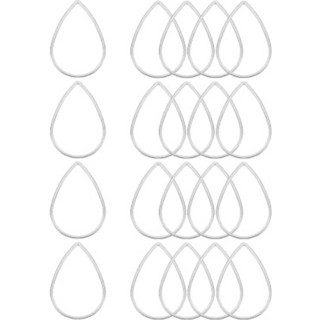 20 pcs water drop earring beading hoop, 17x25mm open beading hoop, silver tone