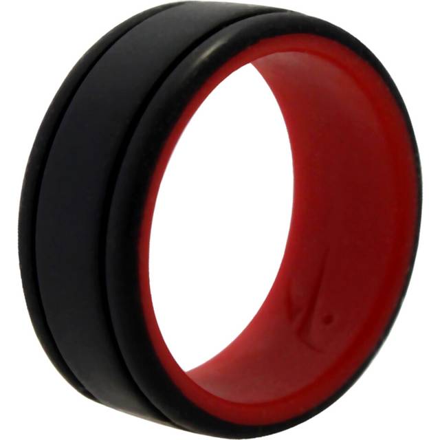 Silicone Wedding 2Layer Lines Ring - Red-Black by ROQ for Men - 7 mm R