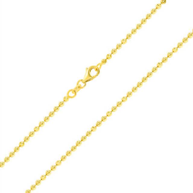 10k yellow gold 2mm diamond moon cut bead ball chain necklace mens womens 20"