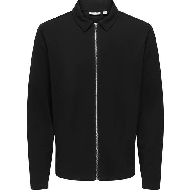 ONLY & SONS Onsnewkodyl Reg Zip Sweat Vd |Svart |L
