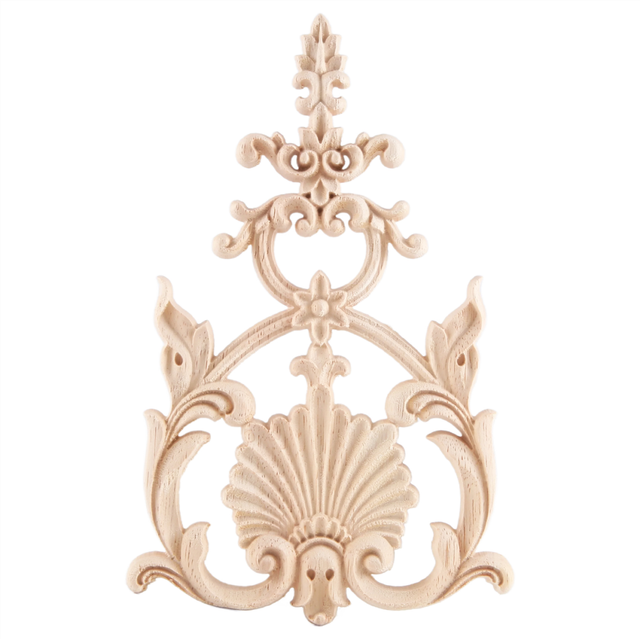 1X Rubber Wood Carved Applique Vintage Furniture #H