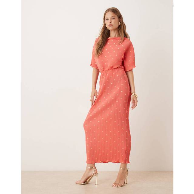 Never Fully Dressed Plisse Tilly Asymmetric Shoulder Maxi Dress