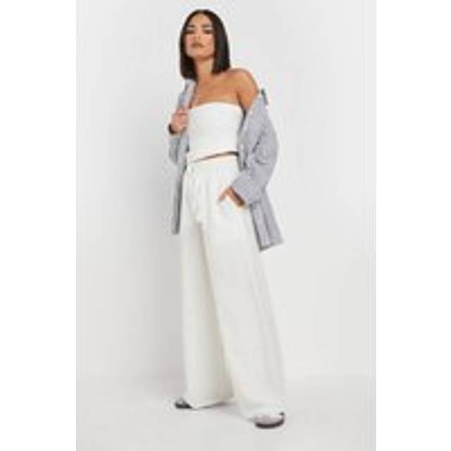 Pixiegirl Petite White Linen Drawstring Wide Leg Trousers 14 Pixiegirl | Petite Women's Linen Trousers