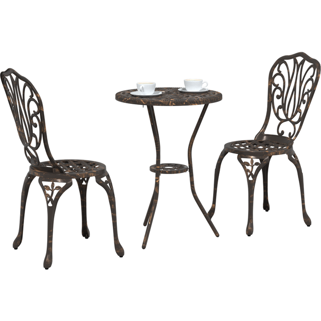 3-Piece Garden Bistro Set - Bronze Cast Aluminum Vidaxl