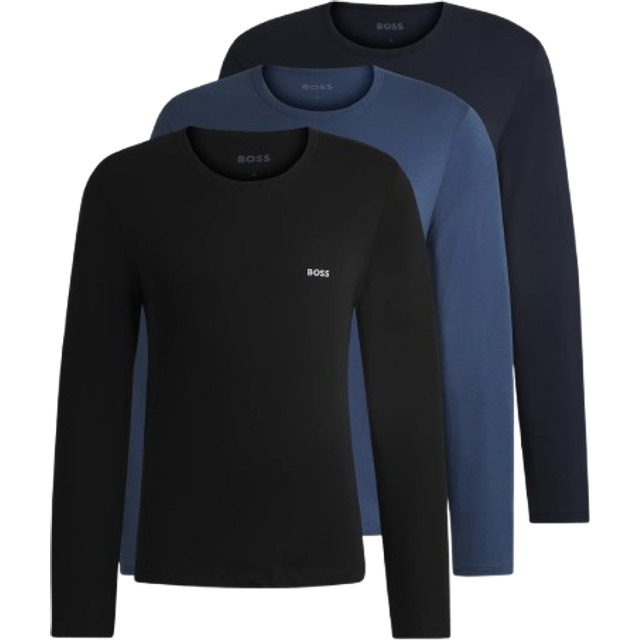 Three-pack of underwear T-shirts in cotton with logos - Black / Blue